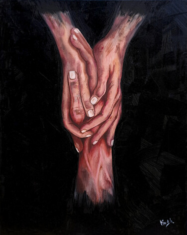 Malarstwo zatytułowany „Hold me, dont let m…” autorstwa Viktoriia Kush, Oryginalna praca, Olej Zamontowany na Panel drewniany