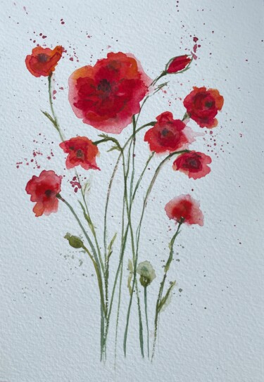 「Watercolour flowers」というタイトルの絵画 Viktoriia Kyrylenkoによって, オリジナルのアートワーク, 水彩画