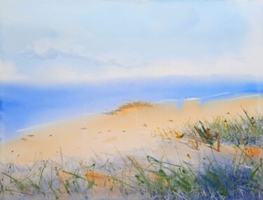 Peinture intitulée "Deserted beach" par Viktoriia Lebedynska, Œuvre d'art originale, Aquarelle