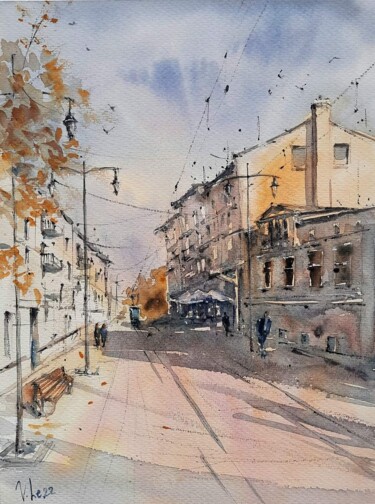 Peinture intitulée "Autumnal warmth" par Viktoriia Lebedynska, Œuvre d'art originale, Aquarelle