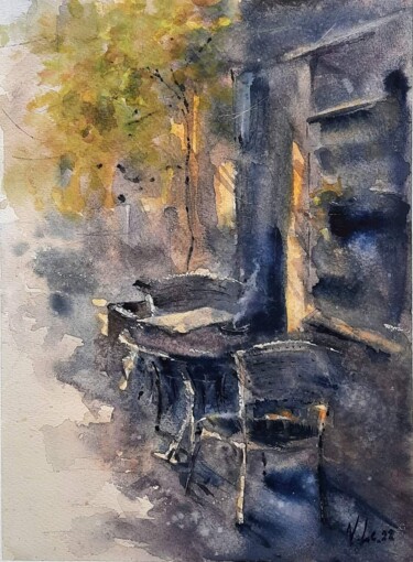 Painting titled "Morning Press" by Viktoriia Lebedynska, Original Artwork, Watercolor