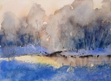 Картина под названием "Morning frost" - Viktoriia Lebedynska, Подлинное произведение искусства, Акварель