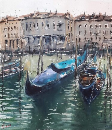 Картина под названием "The charm of Venice" - Viktoriia Lebedynska, Подлинное произведение искусства, Акварель