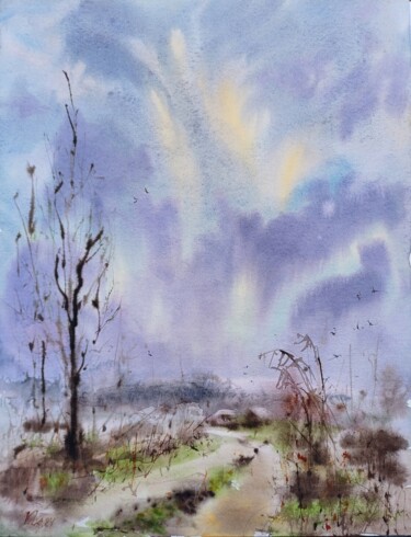 Painting titled "March" by Viktoriia Lebedynska, Original Artwork, Watercolor