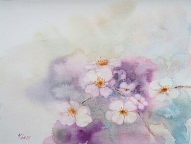 Malerei mit dem Titel "A sprig of cherries" von Viktoriia Lebedynska, Original-Kunstwerk, Aquarell