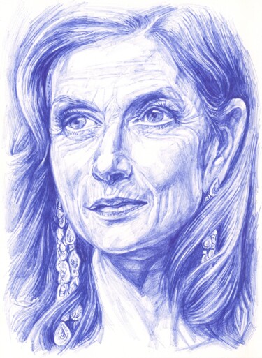 Dessin intitulée "Portrait of actress…" par Viktoriia Malaniuk, Œuvre d'art originale, Stylo à bille