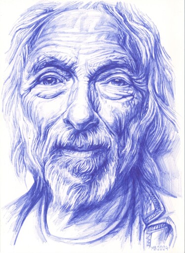 Drawing titled "Portrait of French…" by Viktoriia Malaniuk, Original Artwork, Ballpoint pen