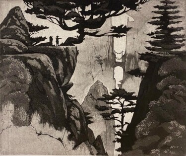 Отпечатки и Гравюры под названием "Morning in Japan" - Viktoriia Sakharova, Подлинное произведение искусства, гравюра