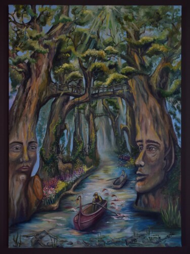 Картина под названием "Mysterious forest" - Viktoriia Sakharova, Подлинное произведение искусства, Масло