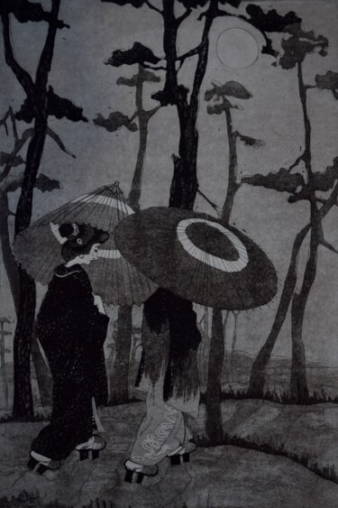 Отпечатки и Гравюры под названием "Walk in Japan" - Viktoriia Sakharova, Подлинное произведение искусства, гравюра