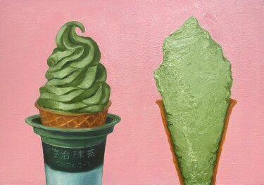 Pintura intitulada "Green Ice Cream in…" por Viktoriia Shalaiko, Obras de arte originais, Óleo