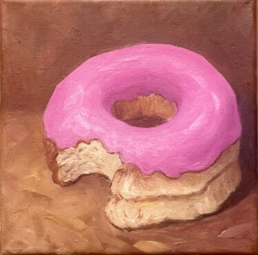Painting titled "Donut Deluxe on dar…" by Viktoriia Shalaiko, Original Artwork, Oil Mounted on Wood Panel
