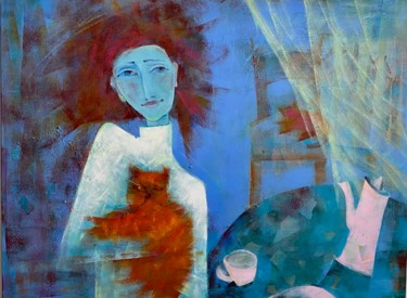 Painting titled "Портрет в интерьере" by Viktoriia Dubovik, Original Artwork, Acrylic