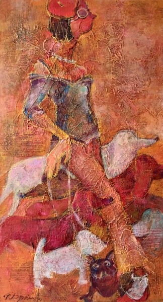 Pintura intitulada "Собачница" por Viktoriia Dubovik, Obras de arte originais, Acrílico