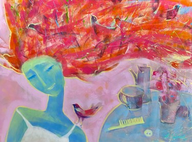 Картина под названием "Романтические мысли" - Виктория Дубовик, Подлинное произведение искусства, Акрил