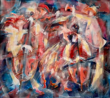 Painting titled "Концерт для Пьеретты" by Viktoriia Dubovik, Original Artwork, Fabric