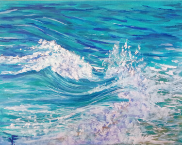 Peinture intitulée "Ocean Wave Water Pa…" par Viktoriya Filipchenko, Œuvre d'art originale, Huile Monté sur Châssis en bois