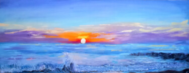 Painting titled "Sunrise Seascape Pa…" by Viktoriya Filipchenko, Original Artwork, Oil Mounted on Wood Stretcher frame