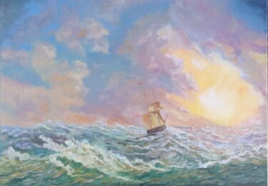 Pittura intitolato "Colored Seascape Hu…" da Viktoriya Filipchenko, Opera d'arte originale, Olio Montato su Telaio per barel…