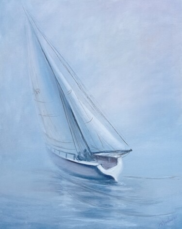 Ζωγραφική με τίτλο "Sailboat Painting S…" από Viktoriya Filipchenko, Αυθεντικά έργα τέχνης, Λάδι Τοποθετήθηκε στο Ξύλινο φορ…
