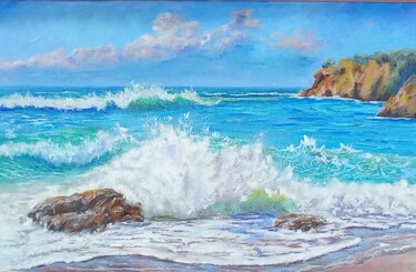 Malerei mit dem Titel "Virginia Beach Ocea…" von Viktoriya Filipchenko, Original-Kunstwerk, Öl Auf Keilrahmen aus Holz monti…