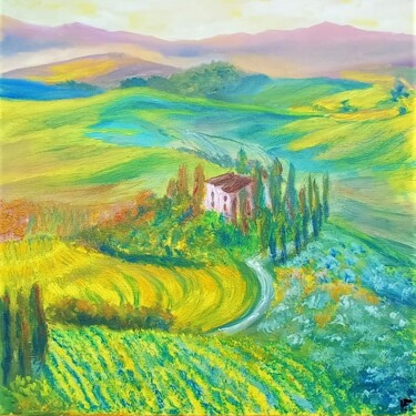 Peinture intitulée "Tuscany Landscape P…" par Viktoriya Filipchenko, Œuvre d'art originale, Huile