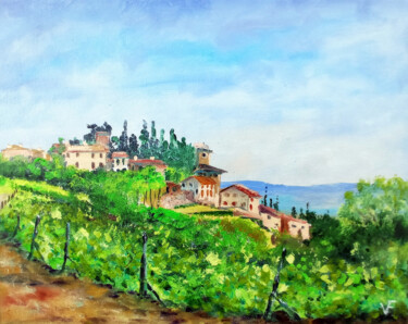 Peinture intitulée "Tuscany Summer Land…" par Viktoriya Filipchenko, Œuvre d'art originale, Huile Monté sur Châssis en bois