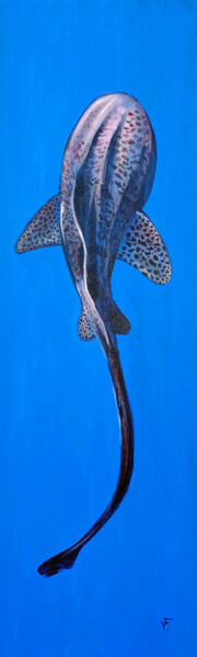 Картина под названием "Leopard Shark" - Viktoriya Filipchenko, Подлинное произведение искусства, Акрил Установлен на Деревян…