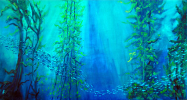 제목이 "Shoal of fish on se…"인 미술작품 Viktoriya Filipchenko로, 원작, 기름 나무 들것 프레임에 장착됨