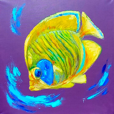 Pintura intitulada "Yellow Fish Bright…" por Viktoriya Filipchenko, Obras de arte originais, Óleo Montado em Armação em made…