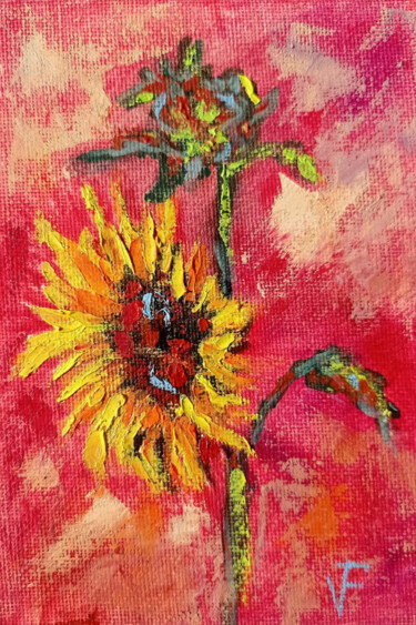Pittura intitolato "Yellow Sunflower Pa…" da Viktoriya Filipchenko, Opera d'arte originale, Olio Montato su Cartone