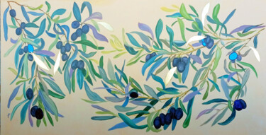 Peinture intitulée "Olive Tree Branches…" par Viktoriya Filipchenko, Œuvre d'art originale, Huile Monté sur Châssis en bois