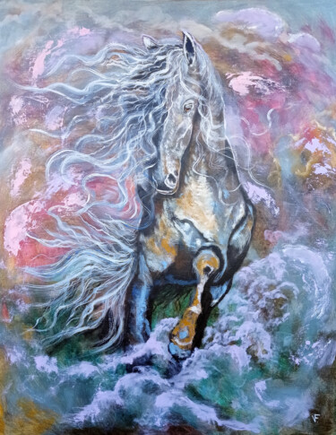 Pintura intitulada "Il cavallo." por Viktoriya Filipchenko, Obras de arte originais, Acrílico Montado em Armação em madeira