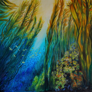 Painting titled "Profondo del mare." by Viktoriya Filipchenko, Original Artwork, Oil Mounted on Wood Stretcher frame