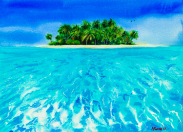Картина под названием "Dreams of Paradise.…" - Виктория Гаман, Подлинное произведение искусства, Акварель