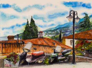 Painting titled "Crimea, Gurzuf, col…" by Viktoriia Gaman, Original Artwork, Watercolor