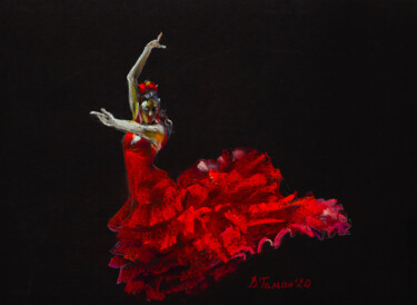 Drawing titled "Flamenco dancer" by Виктория Гаман, Original Artwork, Pastel