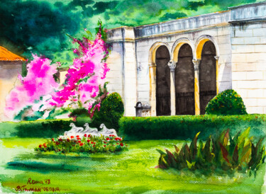 Pintura titulada "Italy. Rome. Villa…" por Viktoriia Gaman, Obra de arte original, Acuarela