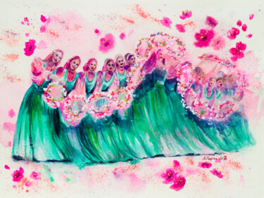 Peinture intitulée "Spring round dance…" par Viktoriia Gaman, Œuvre d'art originale, Aquarelle