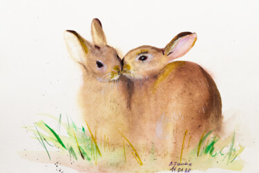 Painting titled "A pair of wild litt…" by Viktoriia Gaman, Original Artwork, Watercolor