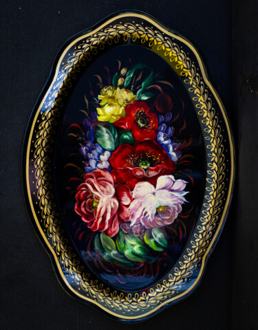 Pittura intitolato "Roses and poppies.…" da Viktoriia Gaman, Opera d'arte originale, Olio