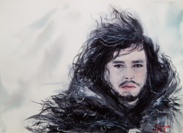 Painting titled "Jon Snow from the m…" by Viktoriia Gaman, Original Artwork, Watercolor