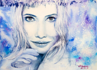 Painting titled "Portrait of Cate Bl…" by Viktoriia Gaman, Original Artwork, Watercolor