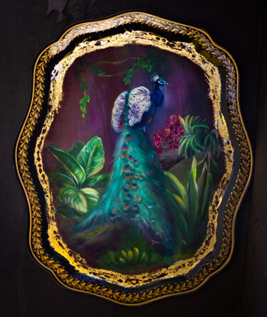 Картина под названием "Tray in Zhostovo st…" - Виктория Гаман, Подлинное произведение искусства, Масло