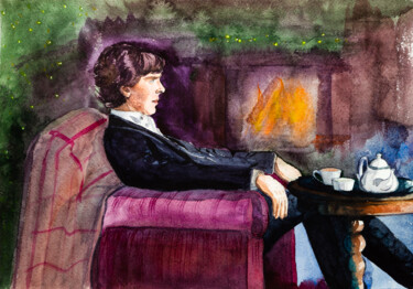 Pintura intitulada "Sherlock. Benedict…" por Viktoriia Gaman, Obras de arte originais, Aquarela