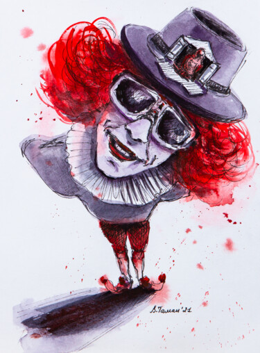 Schilderij getiteld "The Hatter from Ali…" door Viktoriia Gaman, Origineel Kunstwerk, Aquarel