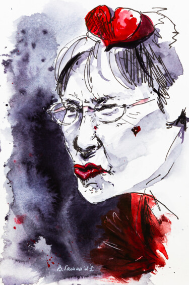 Malerei mit dem Titel "The Scarlet Queen f…" von Viktoriia Gaman, Original-Kunstwerk, Aquarell