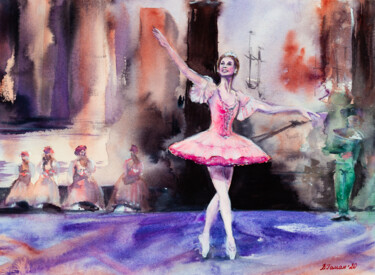 Pintura intitulada "Ballet Sleeping Bea…" por Viktoriia Gaman, Obras de arte originais, Aquarela