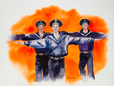 Pintura titulada "Dance Yablochko fro…" por Viktoriia Gaman, Obra de arte original, Acuarela