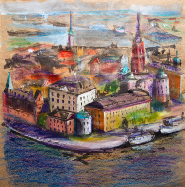 Desenho intitulada "Stockholm, Sweden.…" por Viktoriia Gaman, Obras de arte originais, Tinta